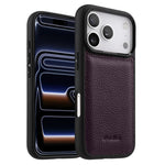 Melkco - Custodia ibrida per telefono in vera pelle con texture litchi a copertura totale., For iPhone 17 Pro Max, For iPhone 17 Pro, For iPhone 17