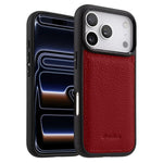 Melkco - Custodia ibrida per telefono in vera pelle con texture litchi a copertura totale., For iPhone 17 Pro Max, For iPhone 17 Pro, For iPhone 17