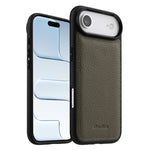 Melkco - Custodia ibrida per telefono in vera pelle con texture litchi a copertura totale., For iPhone Air, For iPhone 16 Pro Max, For iPhone 16 Pro