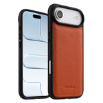 Melkco - Custodia ibrida per telefono in vera pelle con texture litchi a copertura totale., For iPhone Air, For iPhone 16 Pro Max, For iPhone 16 Pro