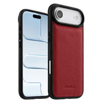 Melkco - Custodia ibrida per telefono in vera pelle con texture litchi a copertura totale., For iPhone Air, For iPhone 16 Pro Max, For iPhone 16 Pro