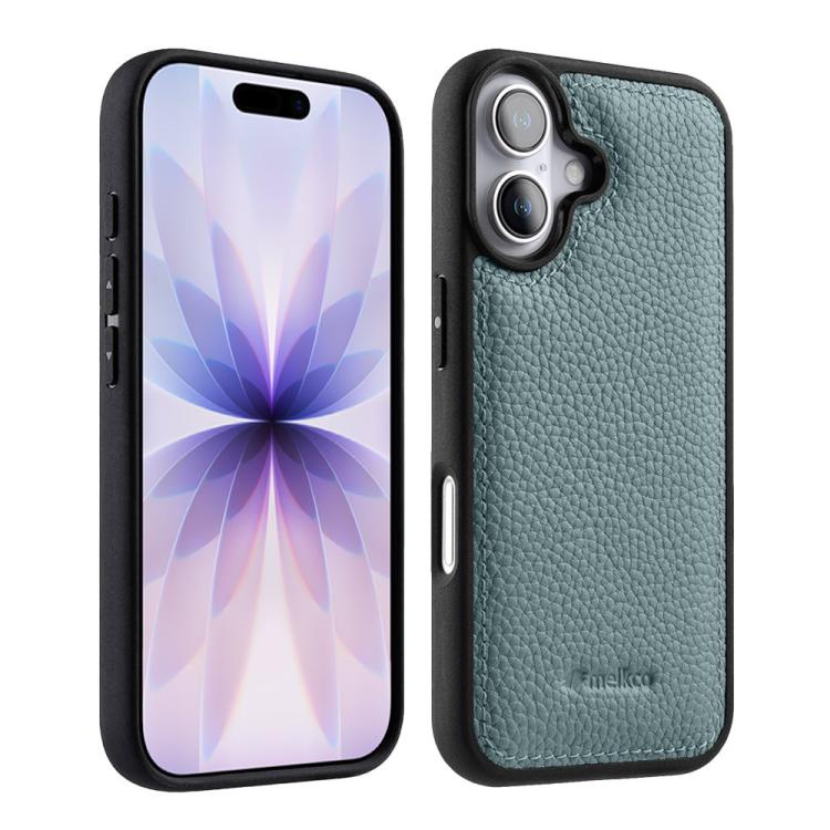 Melkco - Custodia ibrida per telefono in vera pelle con texture litchi a copertura totale., For iPhone 17 Pro Max, For iPhone 17 Pro, For iPhone 17