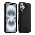 Melkco - Custodia ibrida per telefono in vera pelle con texture litchi a copertura totale., For iPhone 16
