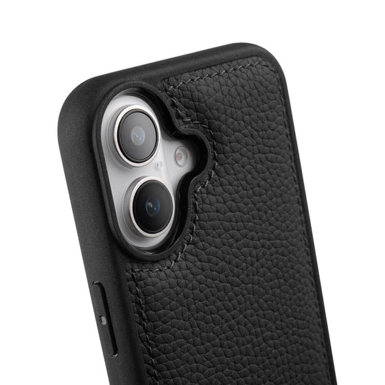 Melkco - Custodia ibrida per telefono in vera pelle con texture litchi a copertura totale., For iPhone 16