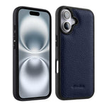 Melkco - Custodia ibrida per telefono in vera pelle con texture litchi a copertura totale., For iPhone 16