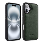 Melkco - Custodia ibrida per telefono in vera pelle con texture litchi a copertura totale., For iPhone 16