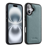 Melkco - Custodia ibrida per telefono in vera pelle con texture litchi a copertura totale., For iPhone 16