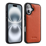 Melkco - Custodia ibrida per telefono in vera pelle con texture litchi a copertura totale., For iPhone 16