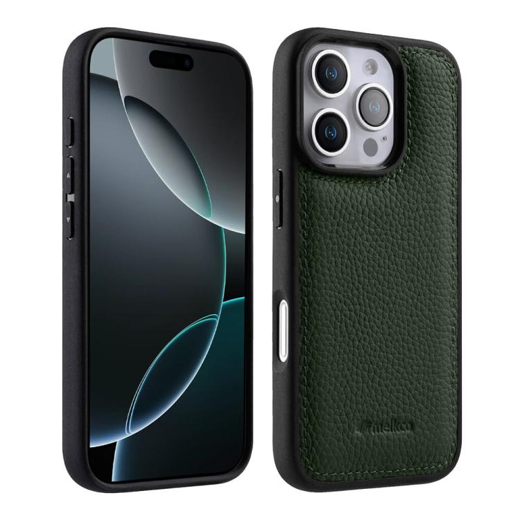 Melkco - Custodia ibrida per telefono in vera pelle con texture litchi a copertura totale., For iPhone Air, For iPhone 16 Pro Max, For iPhone 16 Pro