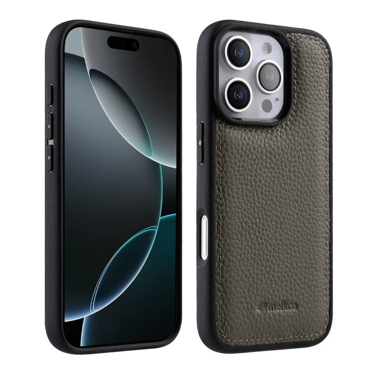 Melkco - Custodia ibrida per telefono in vera pelle con texture litchi a copertura totale., For iPhone Air, For iPhone 16 Pro Max, For iPhone 16 Pro