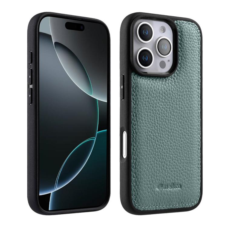 Melkco - Custodia ibrida per telefono in vera pelle con texture litchi a copertura totale., For iPhone Air, For iPhone 16 Pro Max, For iPhone 16 Pro