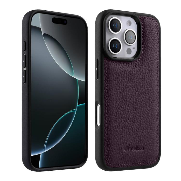 Melkco - Custodia ibrida per telefono in vera pelle con texture litchi a copertura totale., For iPhone Air, For iPhone 16 Pro Max, For iPhone 16 Pro