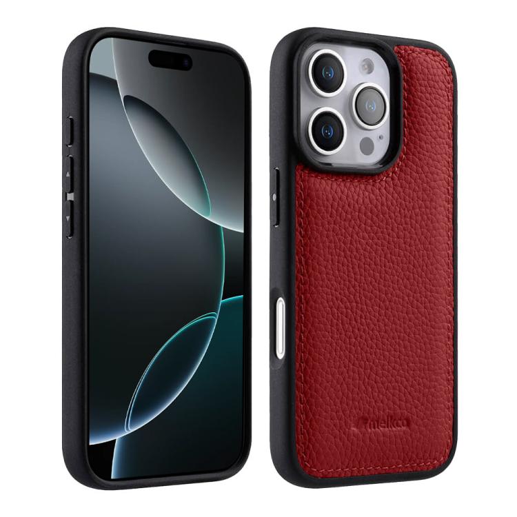 Melkco - Custodia ibrida per telefono in vera pelle con texture litchi a copertura totale., For iPhone Air, For iPhone 16 Pro Max, For iPhone 16 Pro