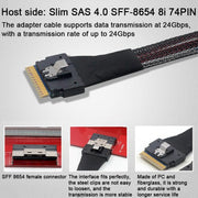 WG183 SlimeSAS SFF-8654 8i to SFF-8654 8i High Speed Hard Drive Server Data Transfer Cable, 0.5m, 0.8m