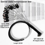 WG192 Slimline SAS4.0 SFF-8654 8i to SATAx8 Server Hard Drive High-Speed ??Adapter Cable, 0.5m Elbow, 0.8m Straight Head