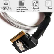WG192 Slimline SAS4.0 SFF-8654 8i to SATAx8 Server Hard Drive High-Speed ??Adapter Cable, 0.5m Elbow, 0.8m Straight Head