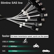 WG192 Slimline SAS4.0 SFF-8654 8i to SATAx8 Server Hard Drive High-Speed ??Adapter Cable, 0.5m Elbow, 0.8m Straight Head