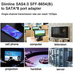 WG192 Slimline SAS4.0 SFF-8654 8i to SATAx8 Server Hard Drive High-Speed ??Adapter Cable, 0.5m Elbow, 0.8m Straight Head