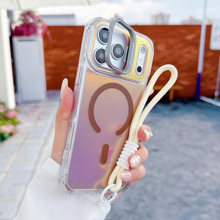Custodia magnetica per telefono con supporto e cinturino da polso Chameleon Lens., For iPhone 17 Pro Max, For iPhone 17 Pro