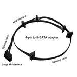 WG194 IDE 4 Pin to 5xSATA 15 Pin 1 to 5 Power Extension Hard Drive Adapter, 0.6m