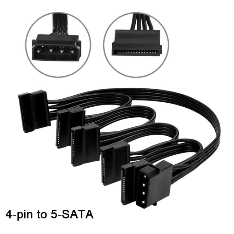 WG194 IDE 4 Pin to 5xSATA 15 Pin 1 to 5 Power Extension Hard Drive Adapter, 0.6m