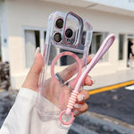 Custodia magnetica trasparente con supporto e cinturino da polso., For iPhone 17 Pro Max, For iPhone 17 Pro
