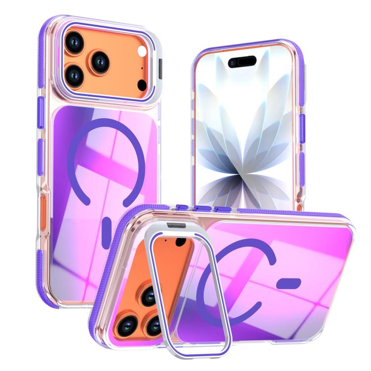 Custodia magnetica per telefono con supporto e lente camaleontica dai colori vivaci, For iPhone 17 Pro Max, For iPhone 17 Pro
