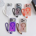 Custodia magnetica per telefono con supporto e cinturino da polso, effetto camaleonte vibrante., For iPhone 17 Pro Max, For iPhone 17 Pro