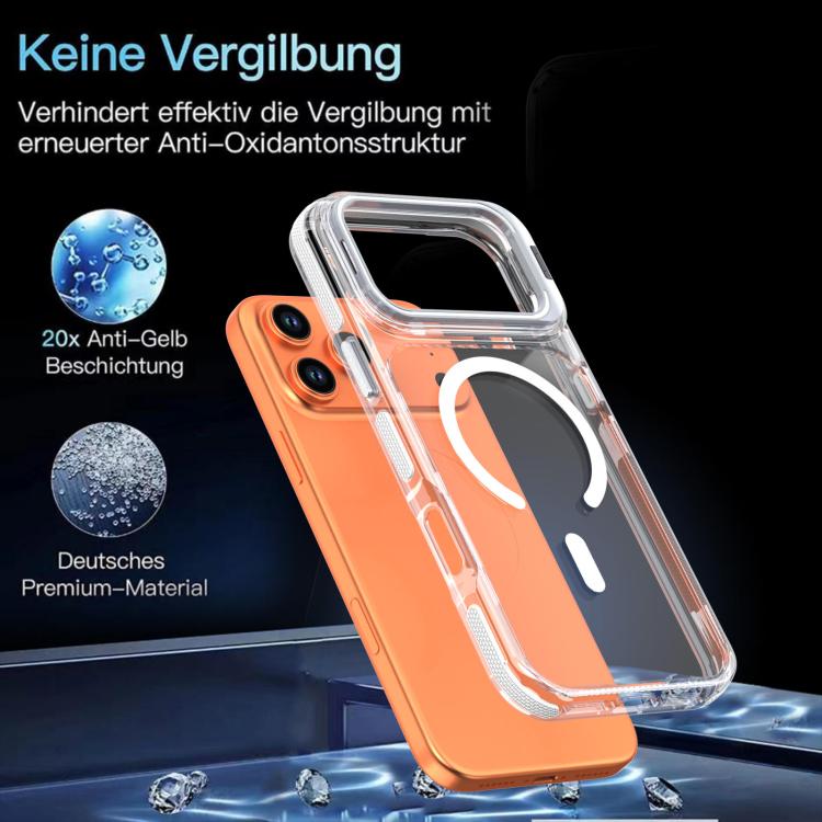 Custodia magnetica con supporto e lente trasparente dai colori vivaci per telefono., For iPhone 17 Pro Max, For iPhone 17 Pro