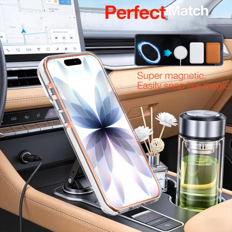 Custodia magnetica con supporto e lente trasparente dai colori vivaci per telefono., For iPhone 17 Pro Max, For iPhone 17 Pro