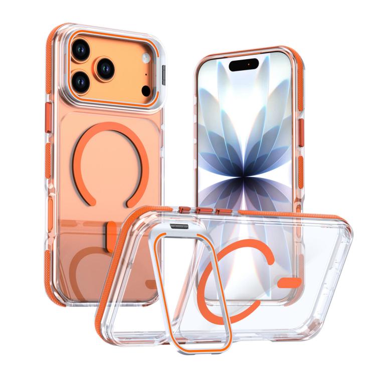 Custodia magnetica con supporto e lente trasparente dai colori vivaci per telefono., For iPhone 17 Pro Max, For iPhone 17 Pro