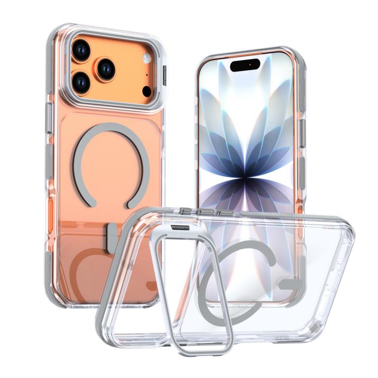 Custodia magnetica con supporto e lente trasparente dai colori vivaci per telefono., For iPhone 17 Pro Max, For iPhone 17 Pro