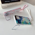 Custodia magnetica per telefono con supporto e cinturino da polso, dai colori vivaci e trasparenti., For iPhone 17 Pro Max, For iPhone 17 Pro