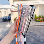Custodia magnetica per telefono con supporto e cinturino da polso, dai colori vivaci e trasparenti., For iPhone 17 Pro Max, For iPhone 17 Pro