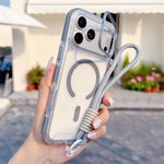 Custodia magnetica per telefono con supporto e cinturino da polso, dai colori vivaci e trasparenti., For iPhone 17 Pro Max, For iPhone 17 Pro