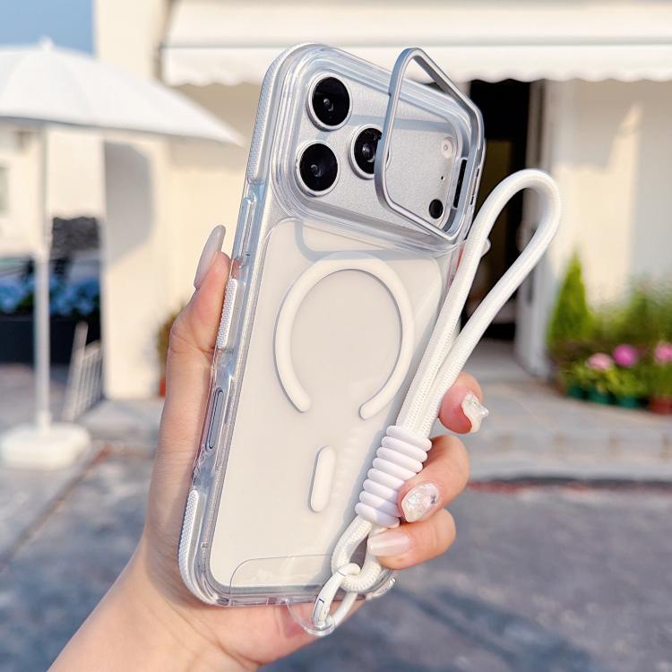 Custodia magnetica per telefono con supporto e cinturino da polso, dai colori vivaci e trasparenti., For iPhone 17 Pro Max, For iPhone 17 Pro