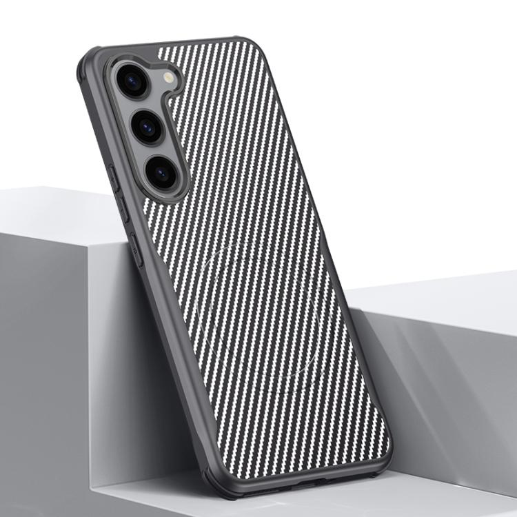 Custodia per telefono magnetica con texture in fibra di carbonio a forma di lama e piacevole al tatto., For Samsung Galaxy S23 5G
