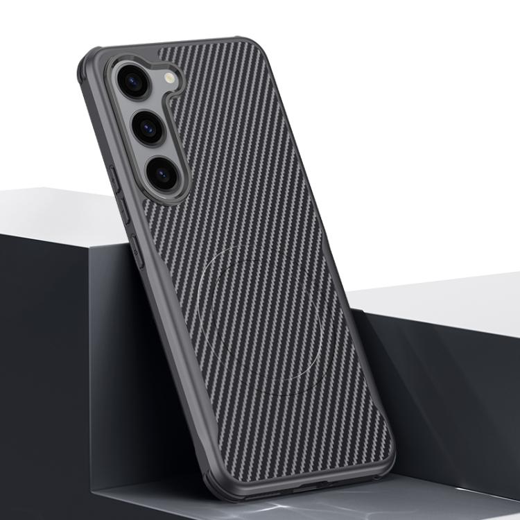 Custodia per telefono magnetica con texture in fibra di carbonio a forma di lama e piacevole al tatto., For Samsung Galaxy S23 5G