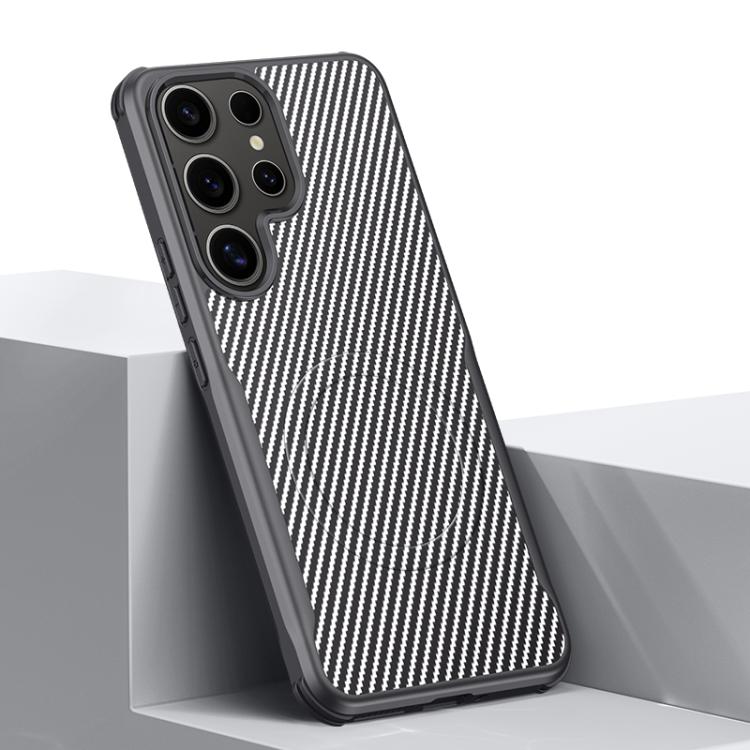 Custodia per telefono magnetica con texture in fibra di carbonio a forma di lama e piacevole al tatto., For Samsung Galaxy S25 5G, For Samsung Galaxy S25+ 5G, For Samsung Galaxy S25 Ultra 5G, For Samsung Galaxy S24 Ultra 5G, For Samsung Galaxy S24+ 5G ...