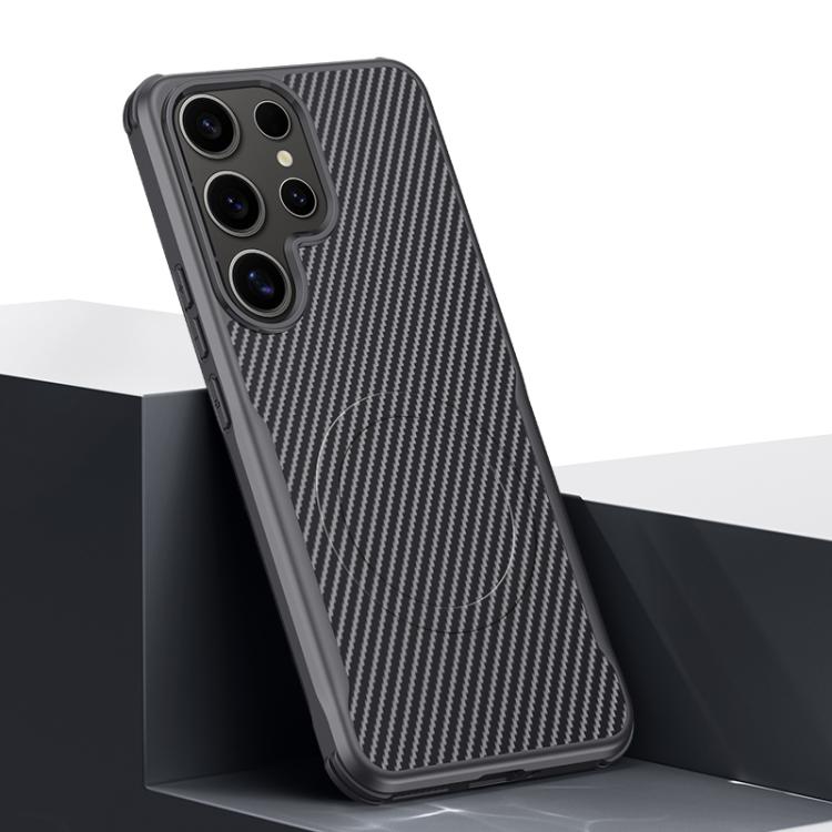 Custodia per telefono magnetica con texture in fibra di carbonio a forma di lama e piacevole al tatto., For Samsung Galaxy S25 5G, For Samsung Galaxy S25+ 5G, For Samsung Galaxy S25 Ultra 5G, For Samsung Galaxy S24 Ultra 5G, For Samsung Galaxy S24+ 5G ...
