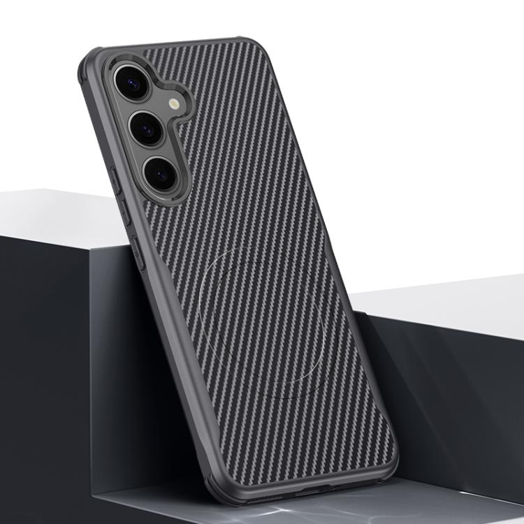 Custodia per telefono magnetica con texture in fibra di carbonio a forma di lama e piacevole al tatto., For Samsung Galaxy S25 5G, For Samsung Galaxy S25+ 5G, For Samsung Galaxy S25 Ultra 5G, For Samsung Galaxy S24 Ultra 5G, For Samsung Galaxy S24+ 5G ...