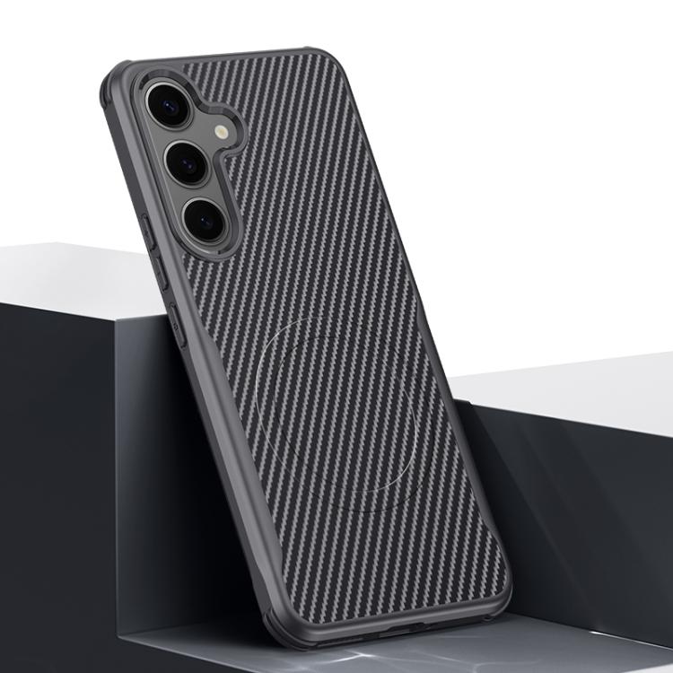 Custodia per telefono magnetica con texture in fibra di carbonio a forma di lama e piacevole al tatto., For Samsung Galaxy S25 5G, For Samsung Galaxy S25+ 5G, For Samsung Galaxy S25 Ultra 5G, For Samsung Galaxy S24 Ultra 5G, For Samsung Galaxy S24+ 5G ...