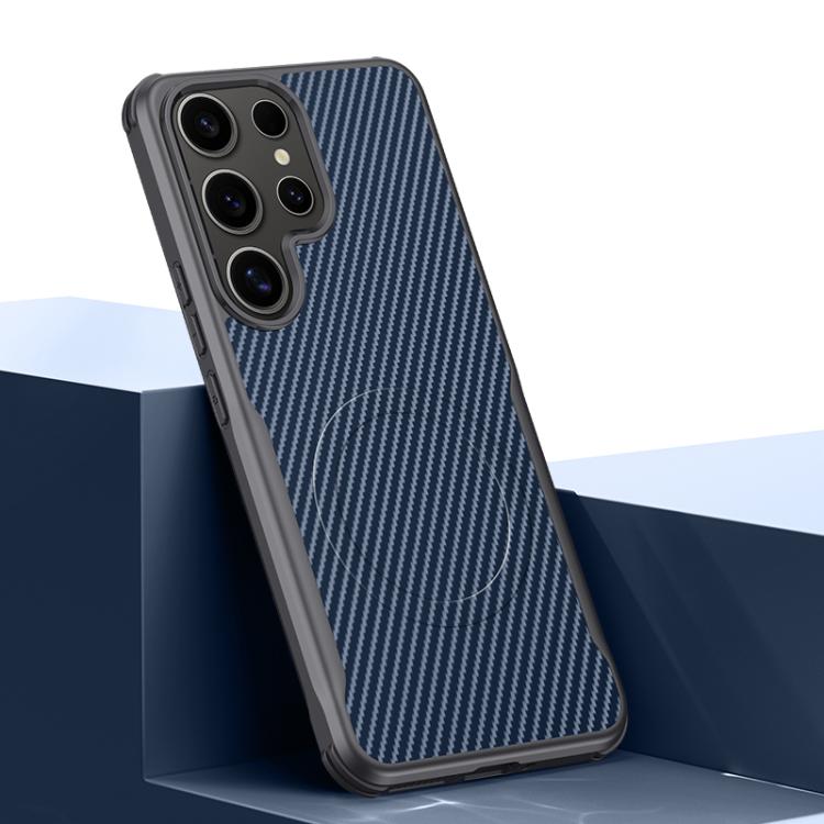 Custodia per telefono magnetica con texture in fibra di carbonio a forma di lama e piacevole al tatto., For Samsung Galaxy S25 5G, For Samsung Galaxy S25+ 5G, For Samsung Galaxy S25 Ultra 5G, For Samsung Galaxy S24 Ultra 5G, For Samsung Galaxy S24+ 5G ...