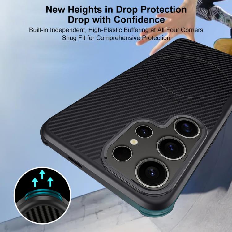Custodia per telefono magnetica con texture in fibra di carbonio a forma di lama e piacevole al tatto., For Samsung Galaxy S25 5G, For Samsung Galaxy S25+ 5G, For Samsung Galaxy S25 Ultra 5G, For Samsung Galaxy S24 Ultra 5G, For Samsung Galaxy S24+ 5G ...