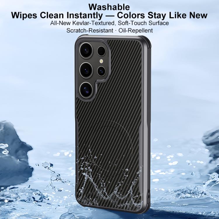 Custodia per telefono magnetica con texture in fibra di carbonio a forma di lama e piacevole al tatto., For Samsung Galaxy S25 5G, For Samsung Galaxy S25+ 5G, For Samsung Galaxy S25 Ultra 5G, For Samsung Galaxy S24 Ultra 5G, For Samsung Galaxy S24+ 5G ...