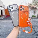 Custodia per telefono magnetica Mecha Style Change to 17 con cinturino da polso, For iPhone 17 Pro Max, For iPhone 17 Pro