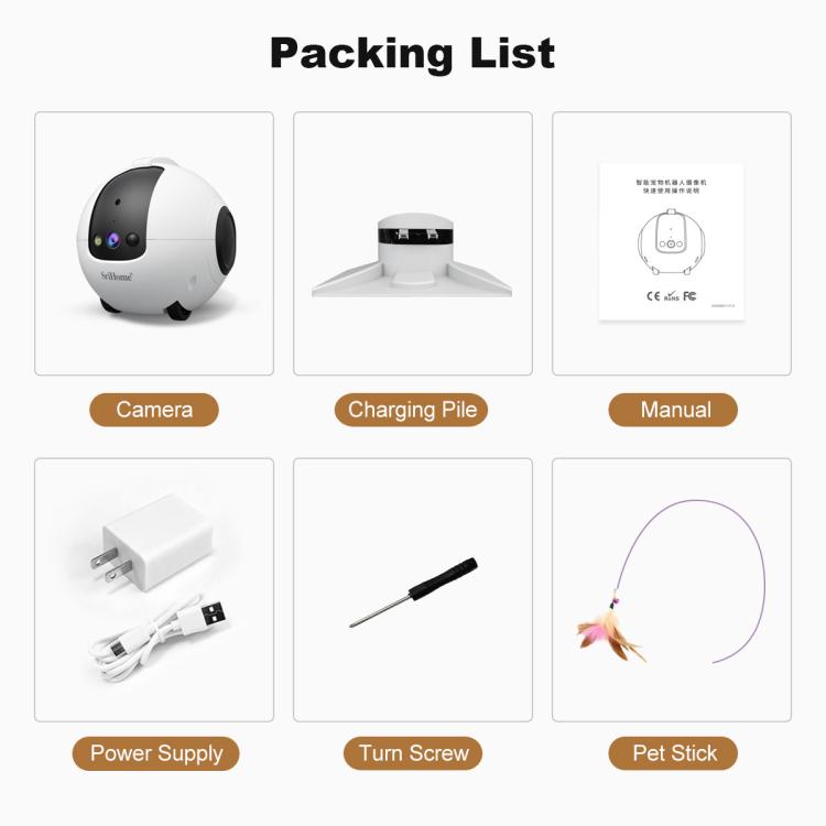 Telecamera robot intelligente per animali domestici SriHome DH013 Plus da 4 MP con base di ricarica automatica., US Plug, UK Plug, EU Plug, AU Plug