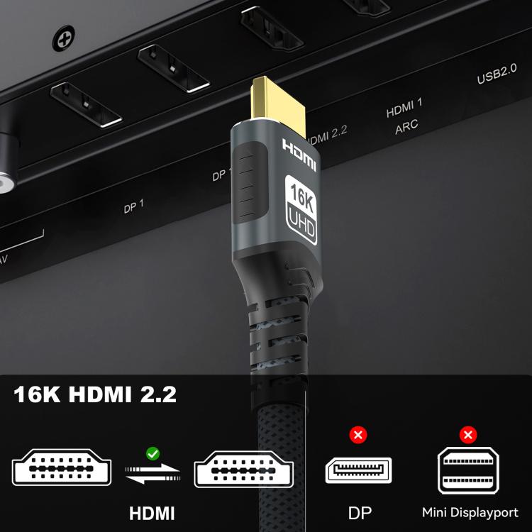 WG229 16K 60Hz HDMI 2.2 High Speed ??Transmission HD Adapter Cable, 1m, 2m, 3m