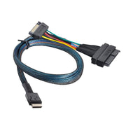 Oculink SFF-8611 to U.2 SFF-8639 SSD Connection Cable SATA 15 Pin PCIe 4.0 Power Server Cable, 0.5m, 0.7m