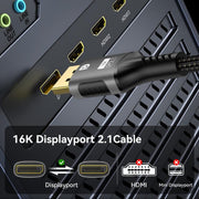 WG230 8K 120Hz DP2.1 to DP2.1 High Bandwidth High Refresh Rate Video Cable, 1m, 2m, 3m